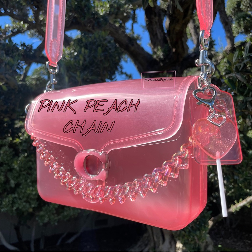 TikTok Famous PINK PEACH Jelly TRIPLE HEARTS Resin Bag Strap Novelty Bag Chain
